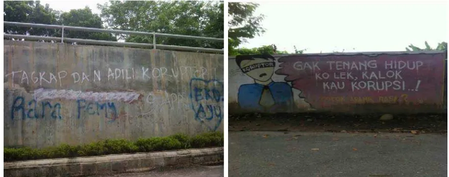 Gambar 4.3 : Grafity Komunitas Street Punk Gonzo yang berada di Jalan Pukat Banting X dan VII, tidak jauh dari   lokasi Jalan   Mandala By Pass