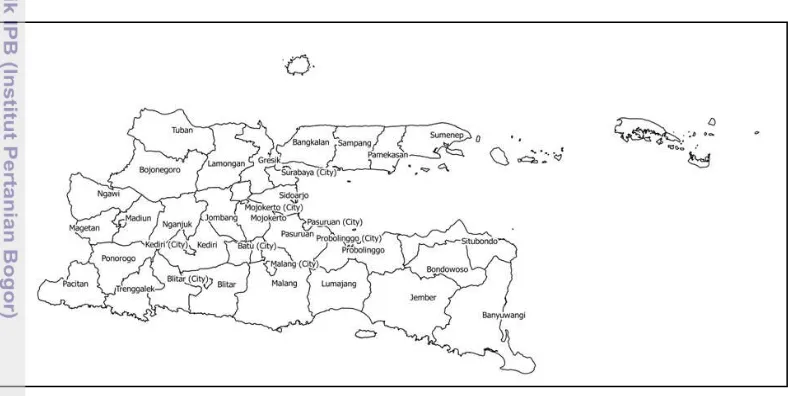 Gambar 4  Peta wilayah administratif Provinsi Jawa Timur. 