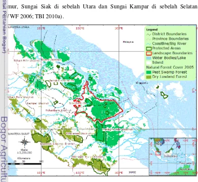 Gambar 1. Letak Semenanjung Kampar di Provinsi Riau (Sumber: Jikalahari 