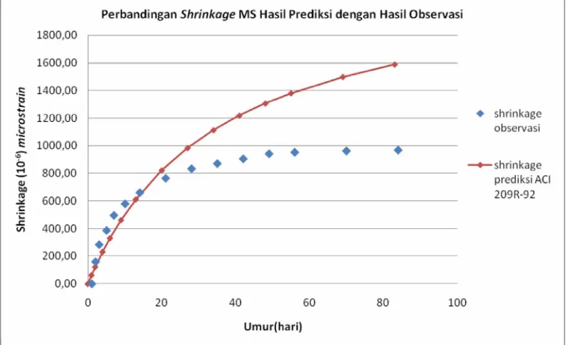 Gambar 4.3. Grafik perbandingan shrinkage MS hasil prediksi dengan hasil observasi  