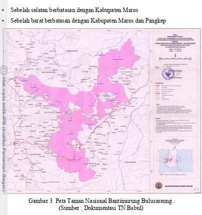 Gambar 3  Peta Taman Nasional Bantimurung Bulusaraung. 