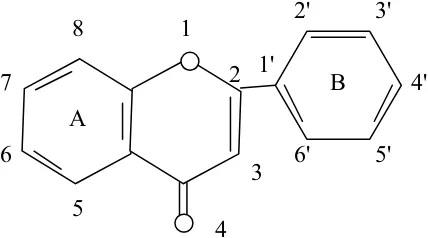 Gambar 1. Penomoran flavonoid 