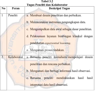 Tabel 3.2 Tugas Peneliti dan Kolaborator 