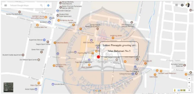 Gambar 4.2. Peta lokasi toko Pineapple greeting art
