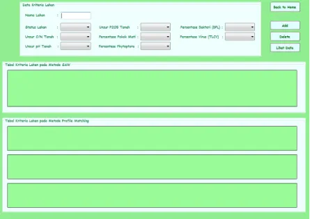 Gambar 4.3. Tampilan Form Halaman Menu Data Lahan 