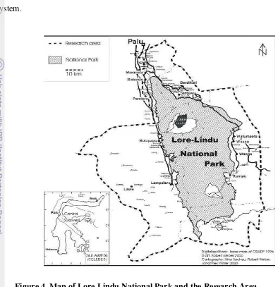 Figure 4. Map of Lore Lindu National Park and the Research Area 
