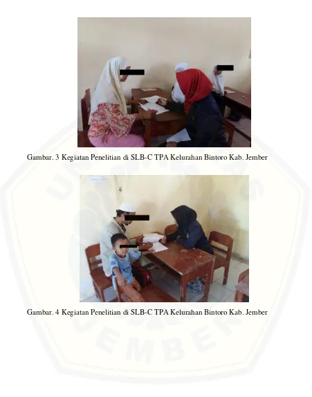 Gambar. 3 Kegiatan Penelitian di SLB-C TPA Kelurahan Bintoro Kab. Jember 