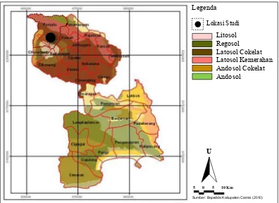 Gambar 10. Peta Sebaran Tanah di Kabupaten Ciamis 