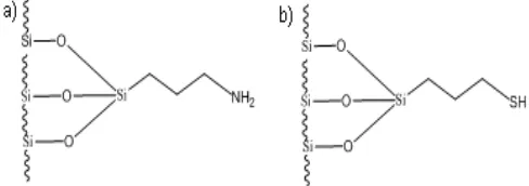 Gambar 1. Struktur kimia adsorben a) HAS dan b)HMS