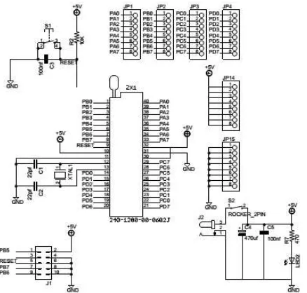 Gambar 13. Rangkaian Sistem Minimum ATmega16 