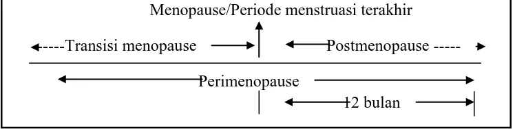 Gambar 1. Hubungan antara periode  transisi menopause menurut WHO tahun 19962 