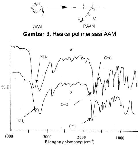 Gambar 3. Reaksi polimerisasi AAM