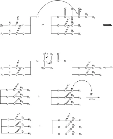 Gambar: 4.2 Mekanisme Reaksi Pertukaran Ester-Ester secara Intermolekular 