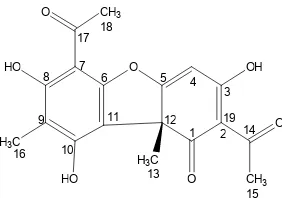 Fig 1. Structure of 2’-hydroxy-1’-(4-hydroxyl-5-methoxy-2-methyl-phenyl)–ethanon