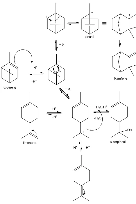 Fig 1. Hydration reaction scheme of -pinene