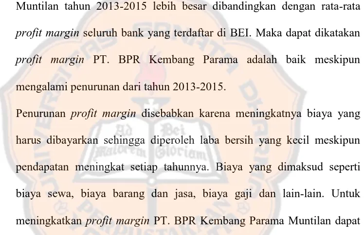 Tabel 5.3 BOPO PT. BPR Kembang Parama       