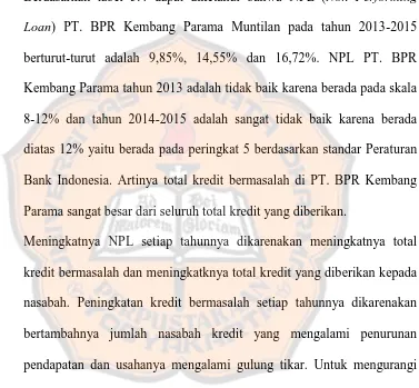 Tabel 5.4 Non Performing Loan (NPL) PT. BPR Kembang Parama                   (ribuan Rp) 