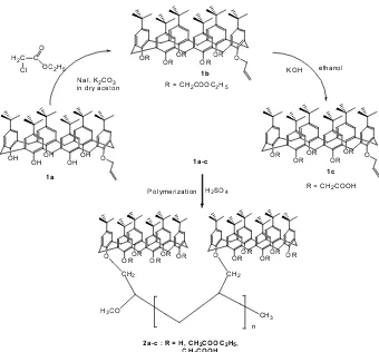Fig 1. The synthetic route of preparation of poly-calix[6]arenes 2