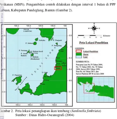 Gambar 2. Peta lokasi penangkapan ikan tembang (Sardinella fimbriata) 