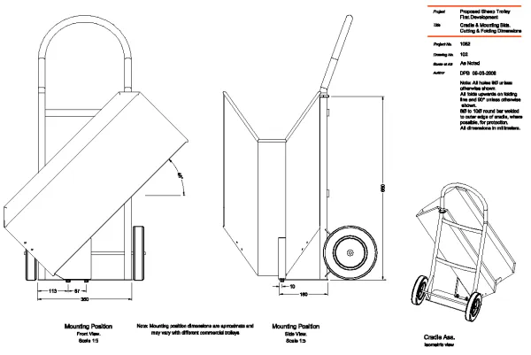 Figure 7: Drawings of sheep cradle and trolley. 