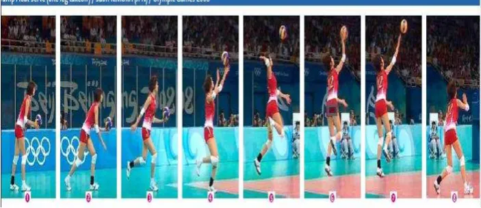 Gambar 3. Technical _ePosters _W_3Serving.aspJump Float Serve (one leg takeoff)/Saori KIMURA (JPN)/Olympic Games 2008