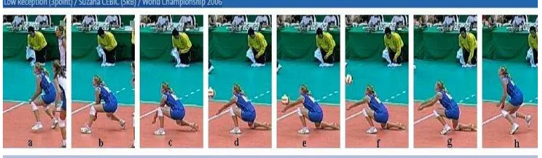Gambar 7. Low Reception (3point)/Suzana CEBIC (SRB)/World Championship 2006. (http :// www.fivb.org /EN / Technical-Coach/ Technical _ePosters _W_2Passing.asp) 