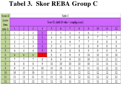 Tabel 3.  Skor REBA Group C 
