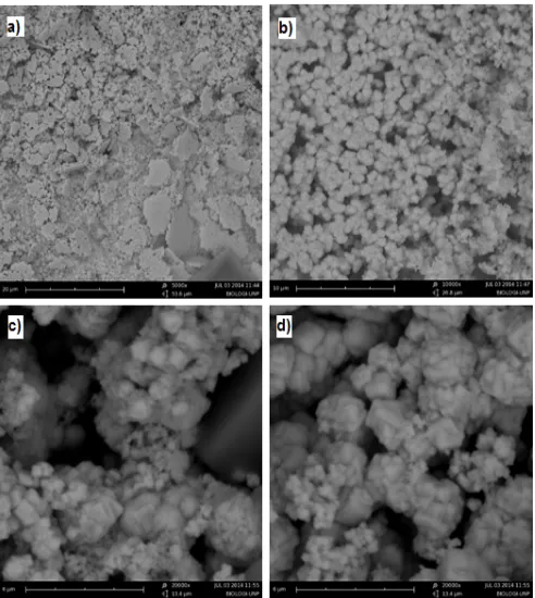 Fig 8. SEM micrograph of agglomerated nanopowdersNiO particles produced with methanol solvent a