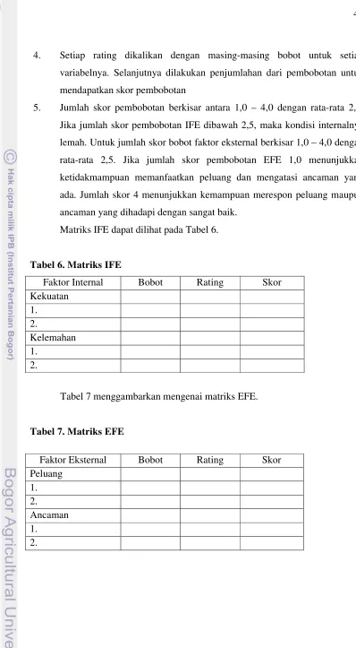 Tabel 6. Matriks IFE 