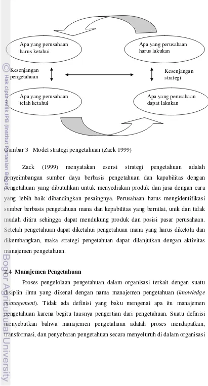 Gambar 3   Model strategi pengetahuan (Zack 1999) 