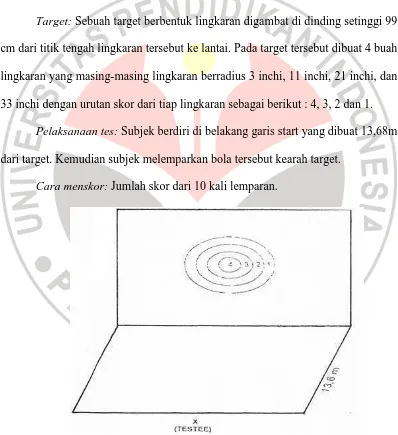 Gambar 3.7. Cara Pelaksanaan tes overhand accuracy throw 