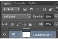 Gambar 44. Pengaturan efek layer gradient map biru muda, coklat, dan 