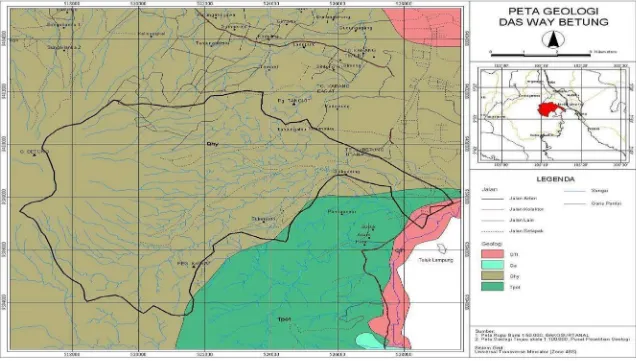 Gambar 8. Peta geologi DAS Way Betung Kota Bandar Lampung 