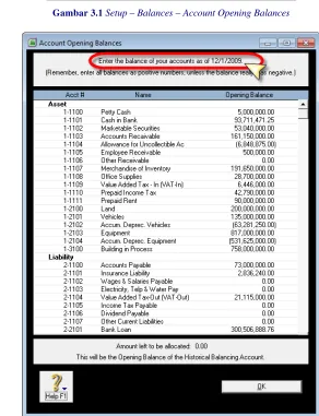 Gambar 3.1 Setup – Balances – Account Opening Balances 