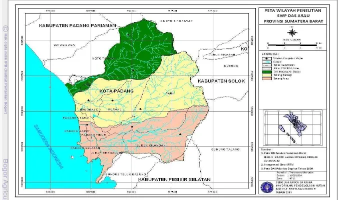Gambar 4  Peta wilayah penelitian SWP DAS Arau Sumatera Barat  