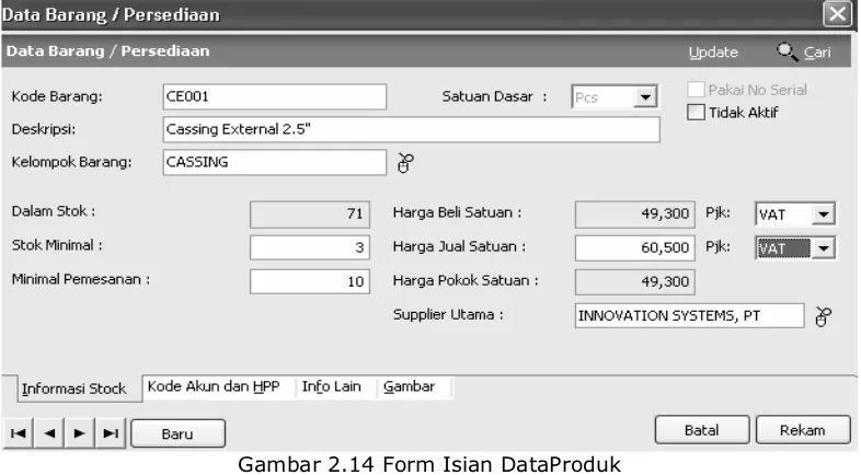 Gambar 2.14 Form Isian DataProduk 