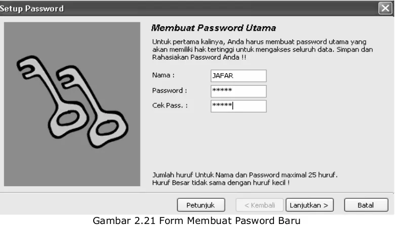 Gambar 2.2 Form Menentukan kewenagan Password User 