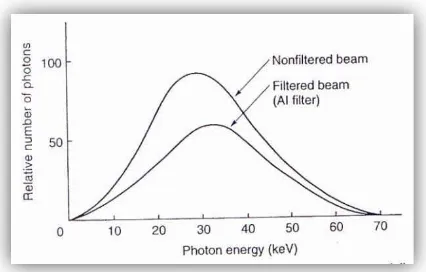 Gambar 4. Grafik spektrum energi foton berdasarkan nilai filtrasi1
