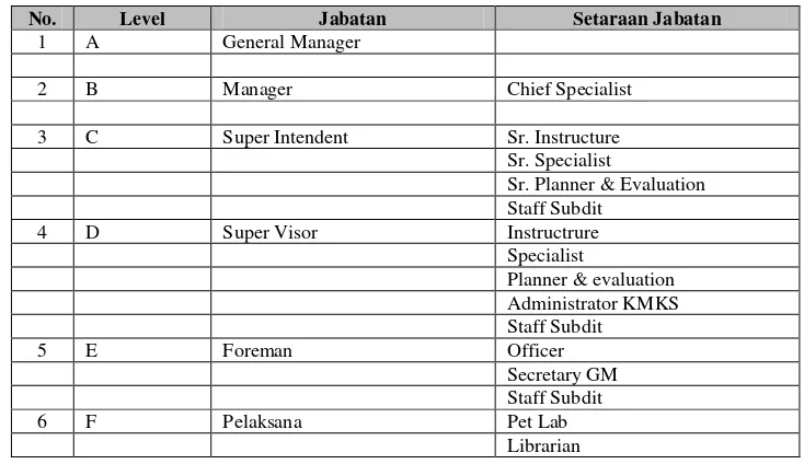 Tabel 4.Level Jabatan 