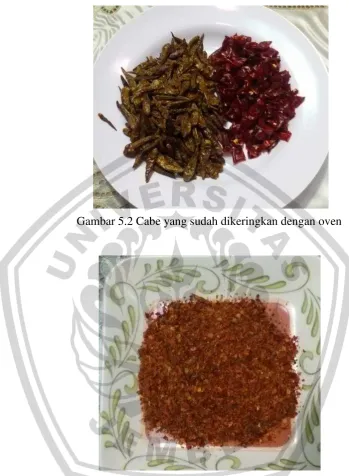 Gambar 5.2 Cabe yang sudah dikeringkan dengan oven 