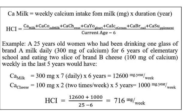 Figure 1. Formula of HCI calculation and its example 