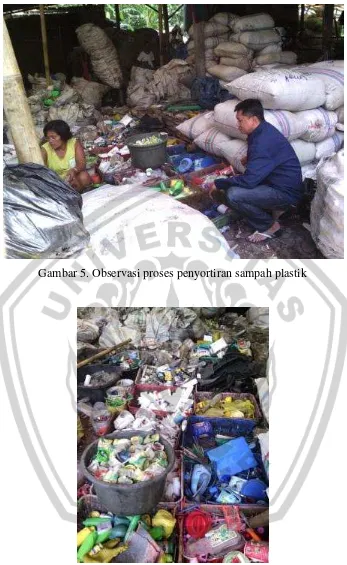 Gambar 5. Observasi proses penyortiran sampah plastik 
