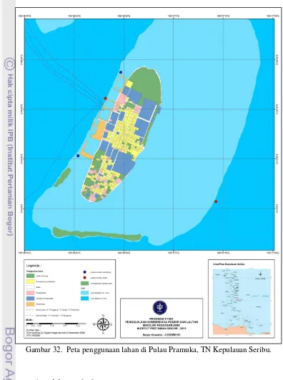 Gambar 32.  Peta penggunaan lahan di Pulau Pramuka, TN Kepulauan Seribu. 