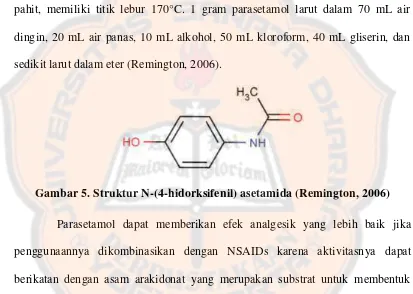 Gambar 5. Struktur N-(4-hidorksifenil) asetamida (Remington, 2006) 