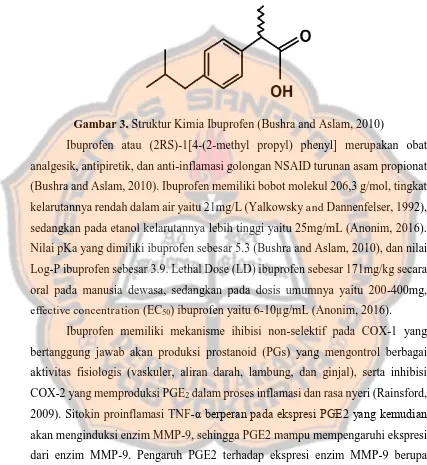 Gambar 3. Struktur Kimia Ibuprofen (Bushra and Aslam, 2010) 