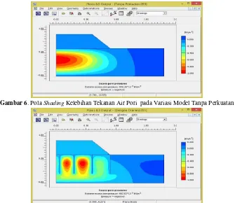 Gambar 6. Pola Shading Kelebihan Tekanan Air Pori  pada Variasi Model Tanpa Perkuatan 