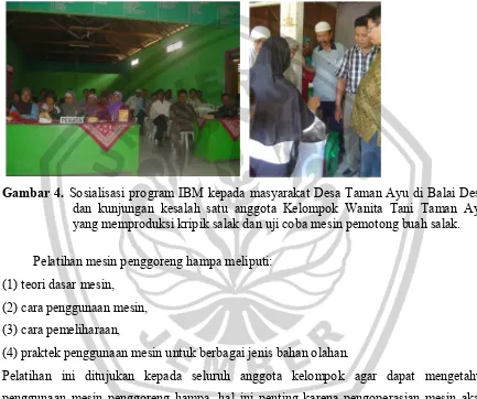 Gambar 4. Sosialisasi program IBM kepada masyarakat Desa Taman Ayu di Balai Desa 