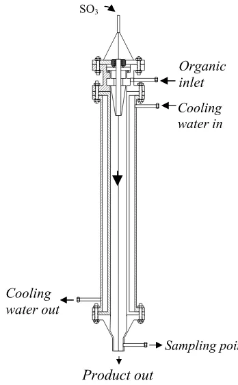 Gambar 2.  Ilustrasi falling ﬁ lm reactor untuk sulfonasi menggunakan SO3 