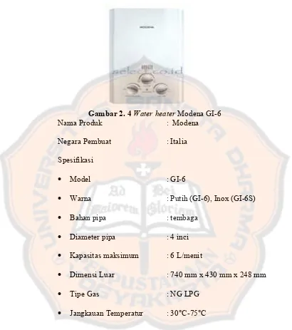 Gambar 2. 4      Water heater Modena GI-6