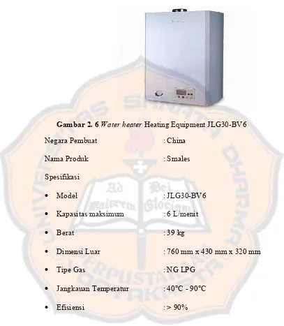 Gambar 2. 6 Water heater Heating Equipment JLG30-BV6
